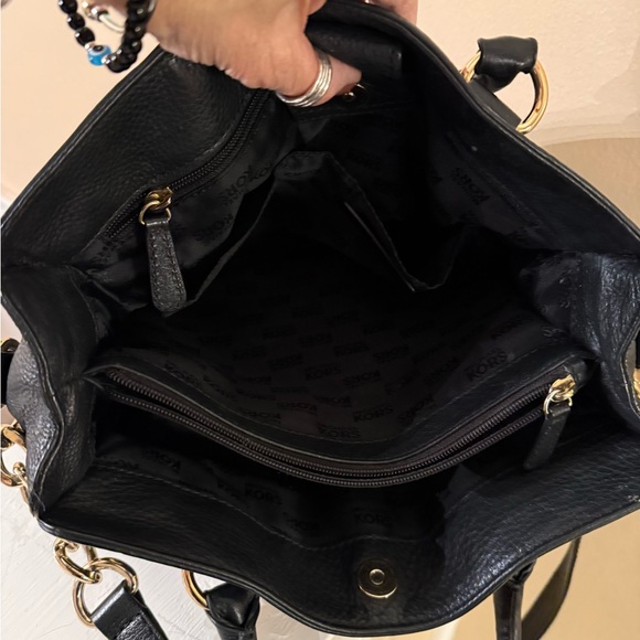 Michael Michael Kors Hamilton Satchel/Shoulder Bag ~Black pebbled leather EUC - Picture 8 of 16